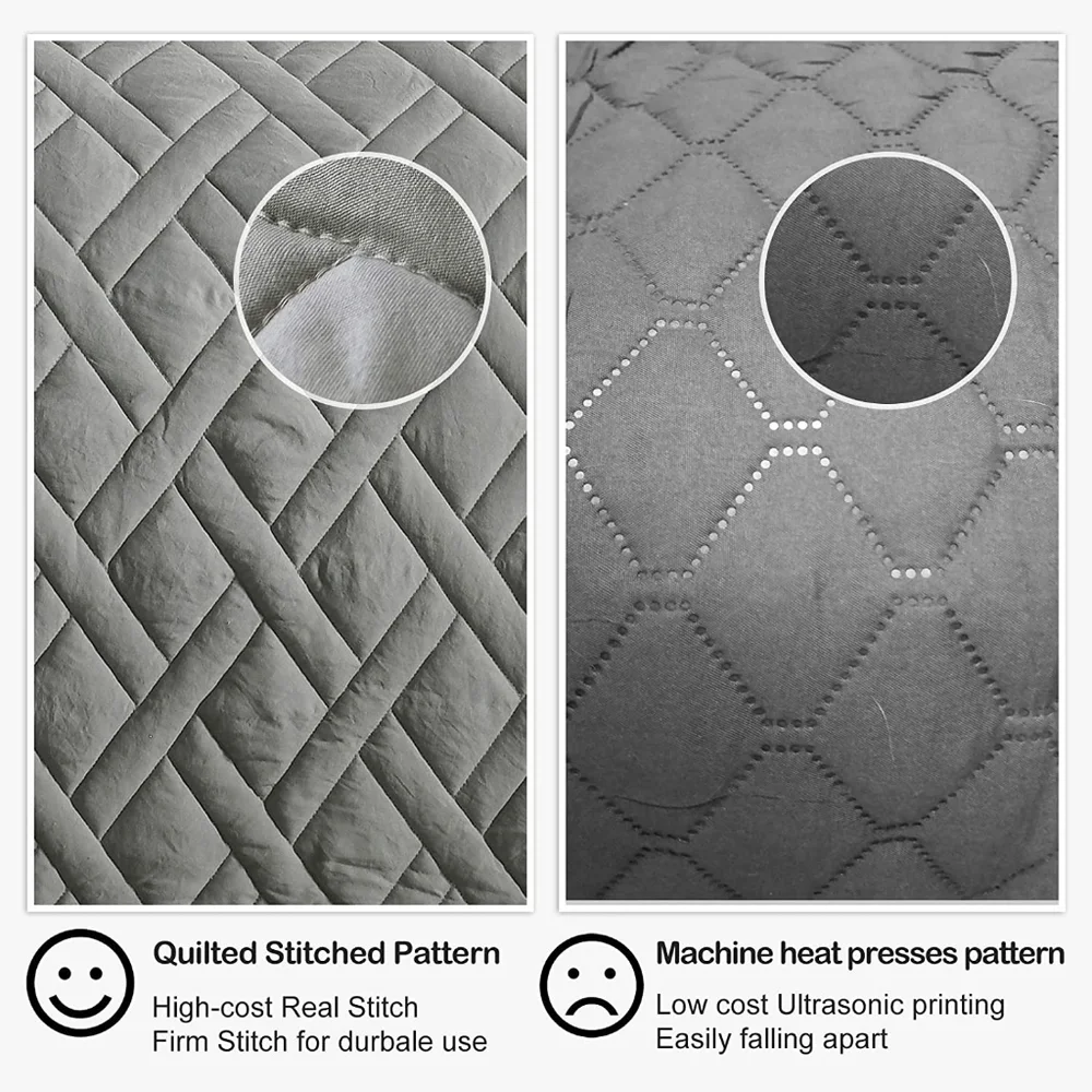 **SOLD**HORIMOTE HOME4 Quilt SET King Size Grey Classic Diamond Stitched Pattern - Picture 5 of 7